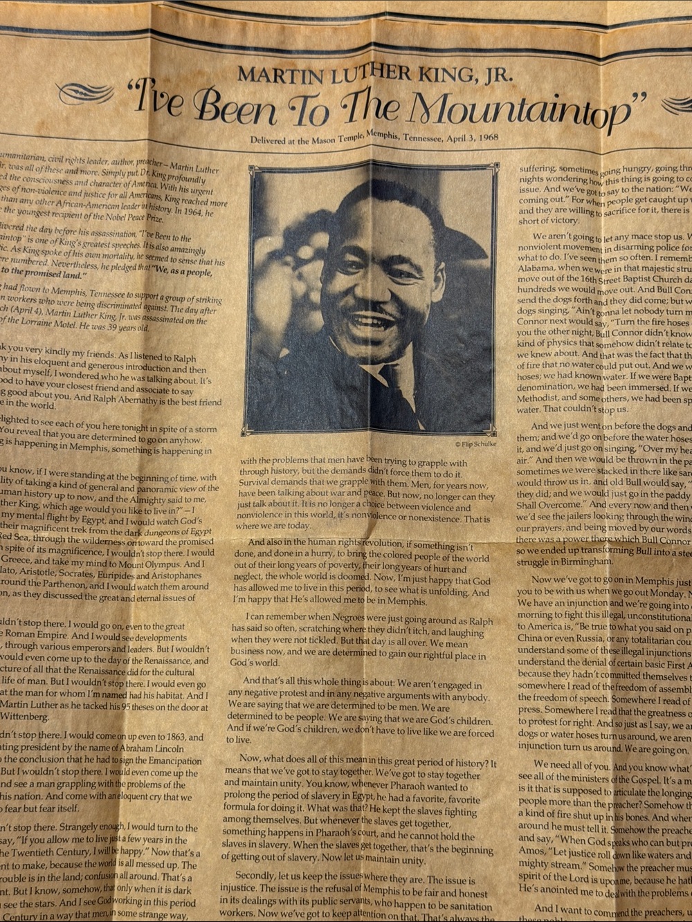 Vintage Martin Luther King Jr. “I’ve‎ Been To The Mountaintop” Speech Broadside - Picture 2 of 6